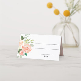 Persika grönska blomster elegant platskort placeringskort