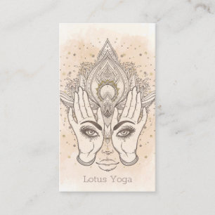 Persika & Guld Boho Lotus Blomma Skönhet Visitkort