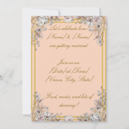Persika & Guld Botanisk Bröllopsinbjudan | Elegant Inbjudningar