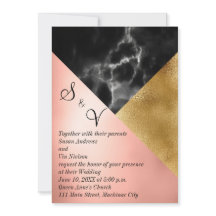 Persika Guld och svart marmor, geometrisk