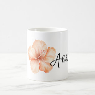 Persika Hibiskus Blomma Aloha Kaffemugg