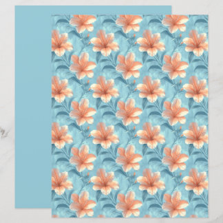Persika Hibiskus Blommigt Scrapbookpapper