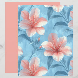 Persika Hibiskus Blommigt Scrapbookpapper