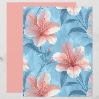 Persika Hibiskus Blommigt Scrapbookpapper
