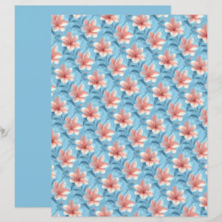 Persika Hibiskus Blommigt Scrapbookpapper