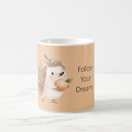 Persika Igelkott Gröna blad Drömmar Kaffemugg