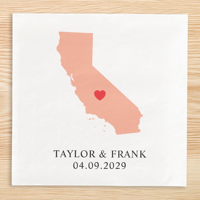 Persika Kalifornien Bröllop Pappersservett (Peach California Wedding Paper Dinner Napkins)