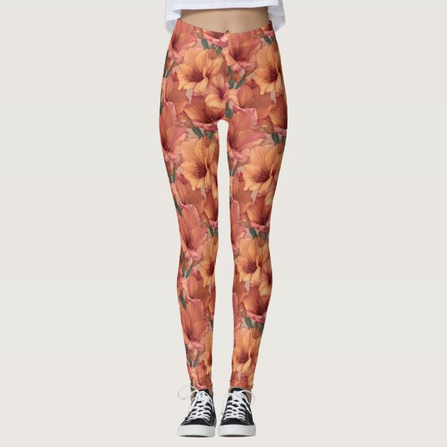 Persika Kardio Amaryllis Estetiska Tacksamhetspres Leggings (Framsida)