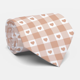 Persika Karo Hjärtan Rutig Retro Färg Halsduk Slips