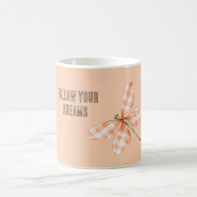 Persika Karo Ränder Trollslända Kaffemugg (Center)