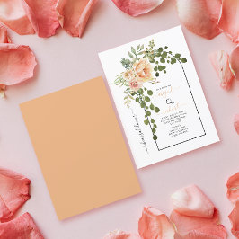 Persika korallblommor arch bröllop rehearsal Midda Inbjudningar