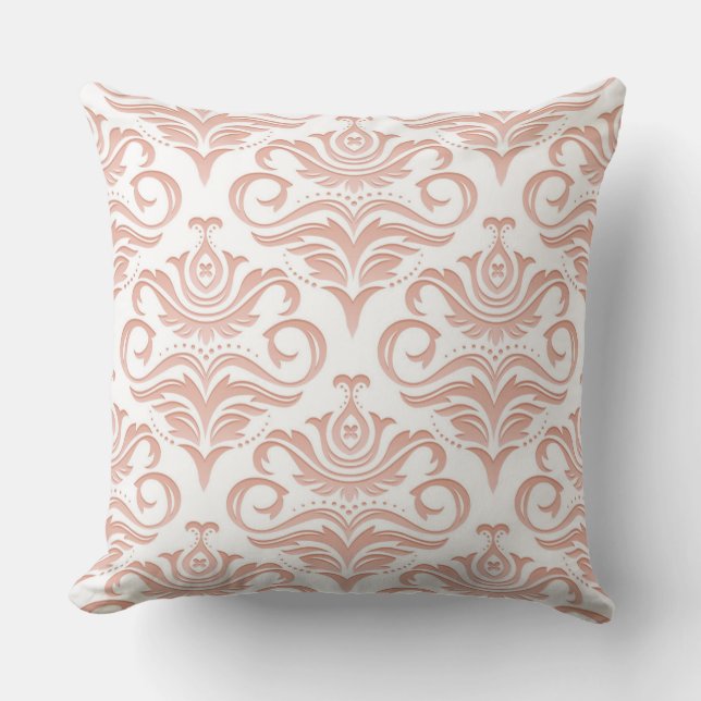 Persika Kräm Damask Reversibel Kudd Kudde (Framsida)