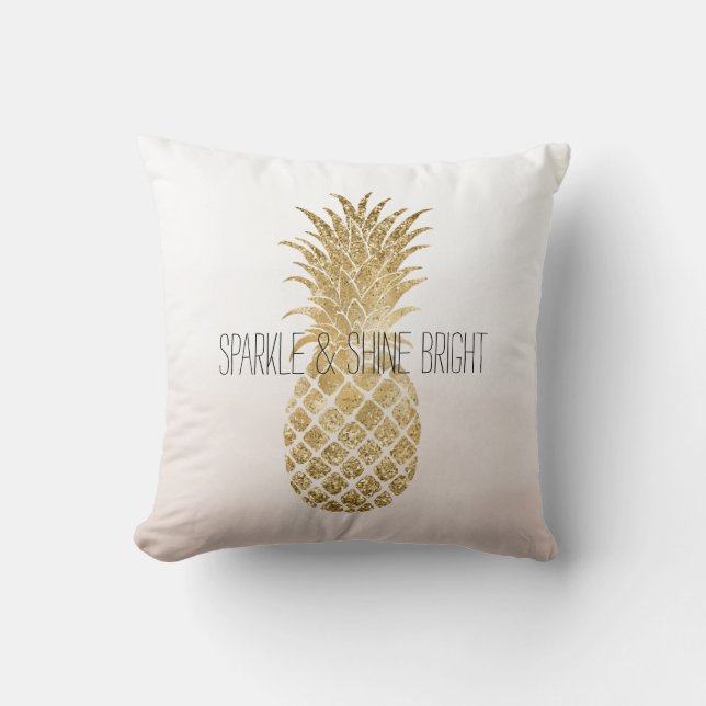 Persika Kräm Glitter Glittrig Pineapple Glitter    Kudde (Framsida)