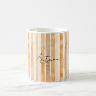 Persika kräm Vit Pumpa Orange Ränder Kaffemugg