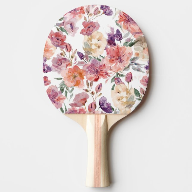 Persika Kronblad Akvarell Blommor Botaniska Blomni Pingisracket (Framsidan)