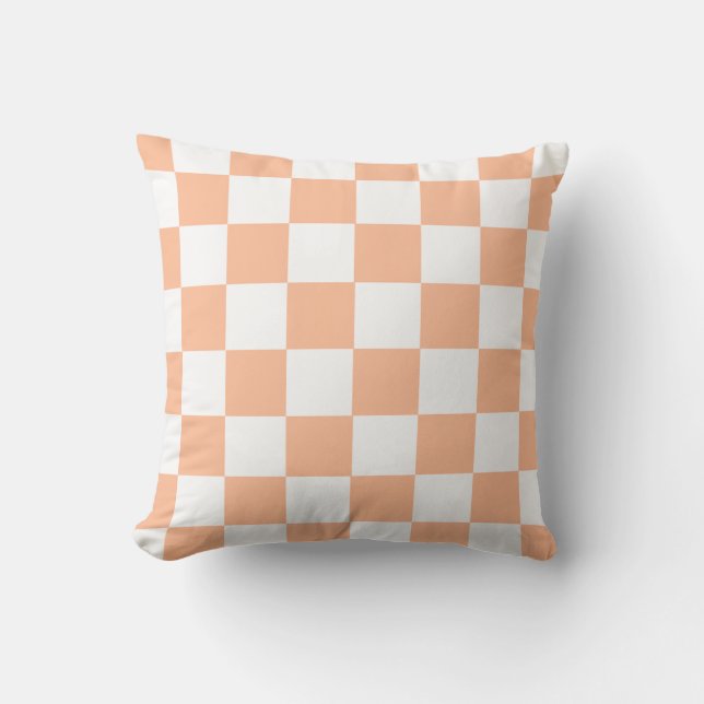 Persika Ludd Rutig Gingham Mönster Kudde (Framsida)