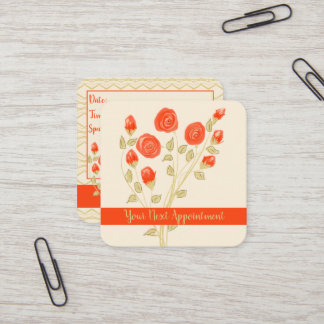 Persika med Orange, Blommigt Fyrkantigt Visitkort