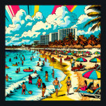 Persika med Tecknad Bok pop Art Vibe Poster<br><div class="desc">Sommarkonst i tecknad bok stil med en vintage vibes, Konst skildrar människor som har roligt på strandkusten med hotell och lägenheter byggnad i bakgrunden,  söt handflatan träd,  färgstarka paraplyer och en underbar blå grumlig himlar.</div>