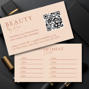 Persika, Minimal, Elegant, Salon, QR-kod Tidsbeställning Kort