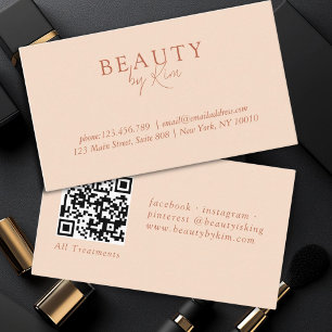 Persika, Minimal Elegant, Salon QR-kod Visitkort
