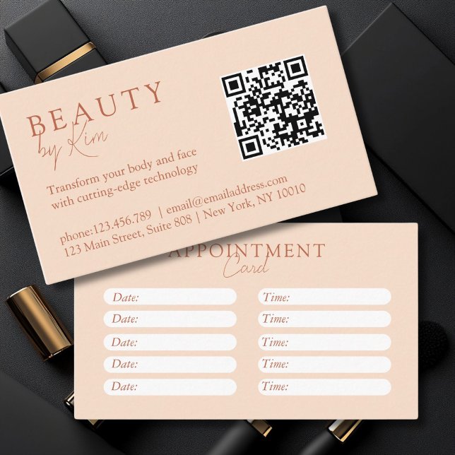 Persika, Minimal, Elegant, Salon Tidsbeställning Kort (Peach, Minimal, Elegant, Salon Appointment Card)