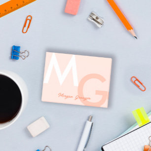 Persika minimalt rent modernt stort monogram post-it block