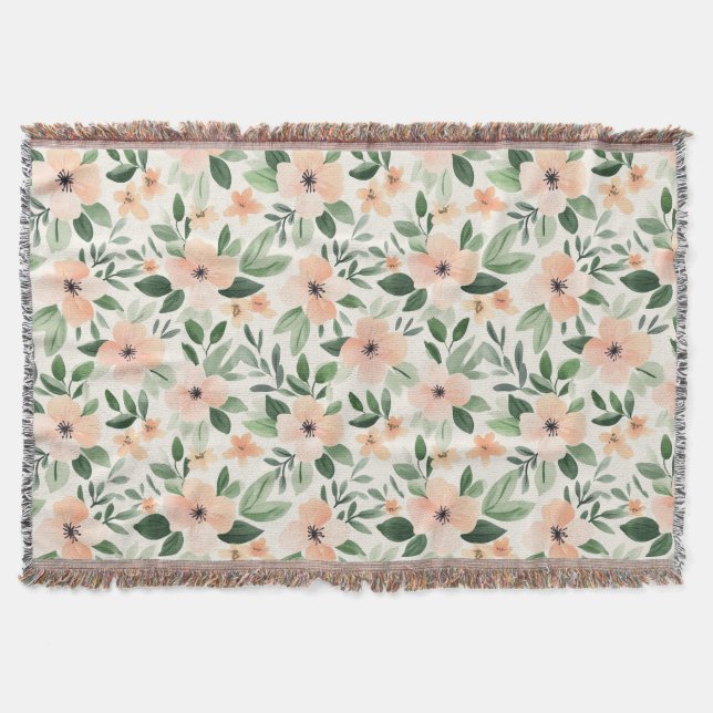 Persika Mint Blommor   Filt (Framsidan)