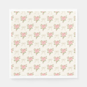 Persika och Beige Vintage Elegant Blommig Partydes Pappersservett