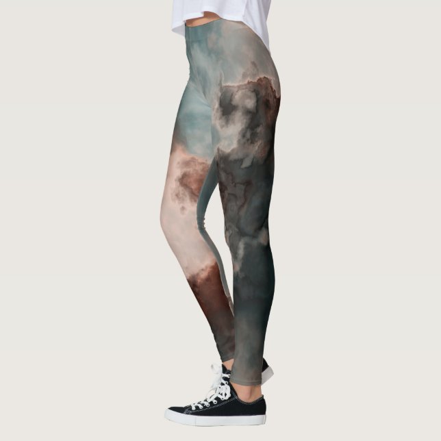 Persika och blå marmor, Abstrakt Leggings (Vänster)