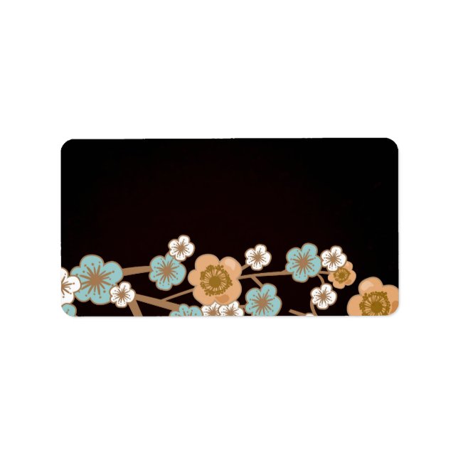 Persika- och blåsakuraetikett adressetikett (Framsidan)