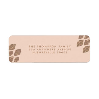 Persika och Bronze Glitter Returetiketter Returadress Etikett