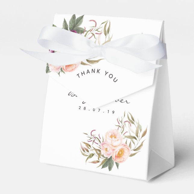 Persika och Burgund Blommig Baby Shower Tack Presentaskar (Framsidan Sidan)
