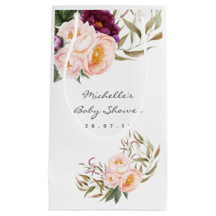 Persika och Burgundy Blommig Baby Shower Tack