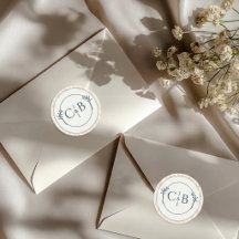 Persika och Crème Randig Monogram Bröllop 