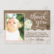 Persika- och elfenbendop tackar dig att card för