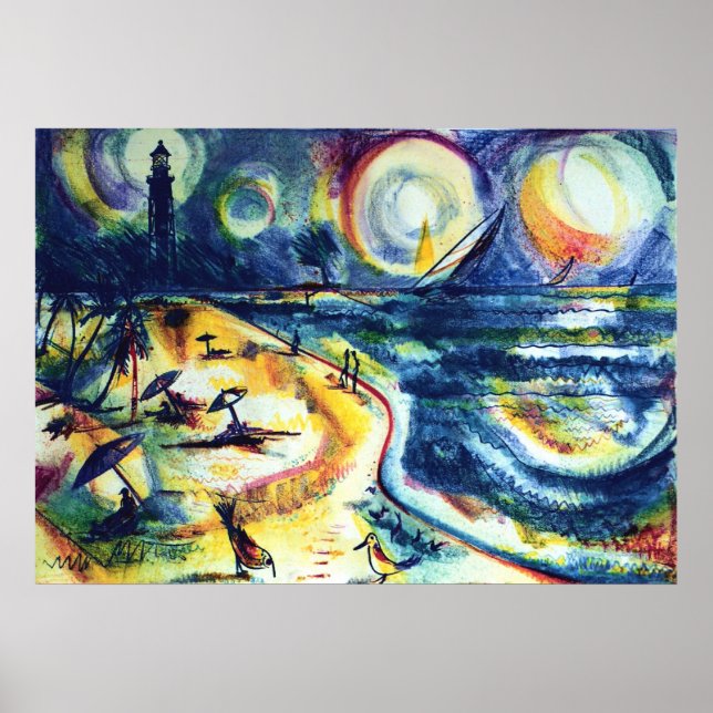 Persika och fyr 3 poster (Framsidan)