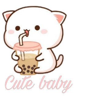 Persika och Goma Mochi Cat Bubble Tea Baby Bodydrä