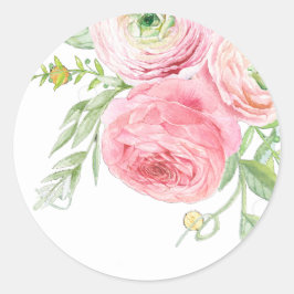 Persika och grön blomstermärke runt klistermärke