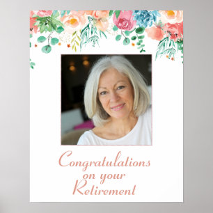 Persika och Grönt Blommigt Foto Pension Poster