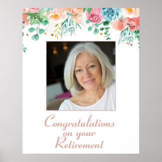 Persika och Grönt Blommigt Foto Pension Poster