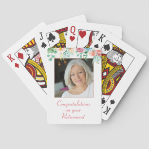 Persika och Grönt Blommigt Photo Pension spelar Ca Casinokort