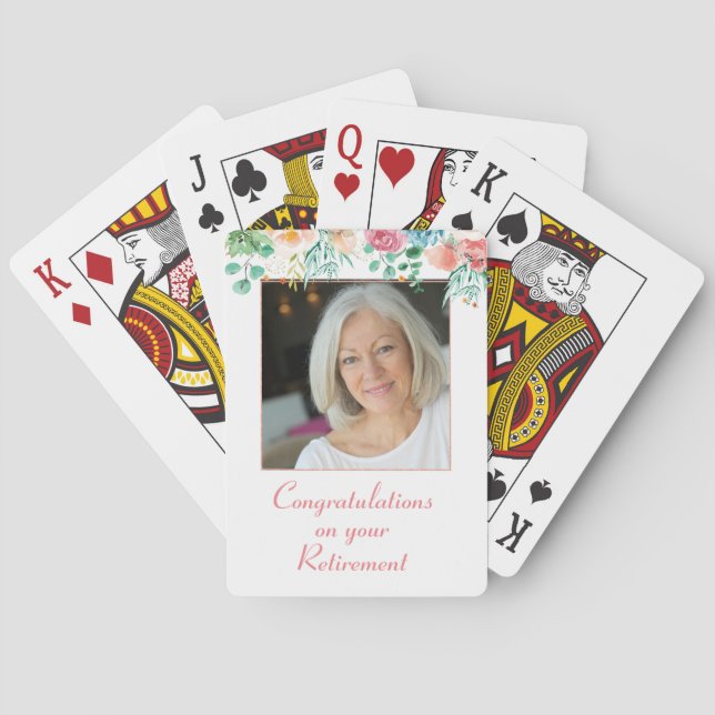 Persika och Grönt Blommigt Photo Pension spelar Ca Casinokort (Baksidan)