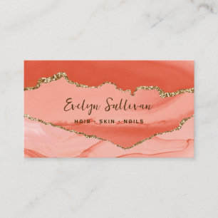 Persika och guld agate-affärskort visitkort