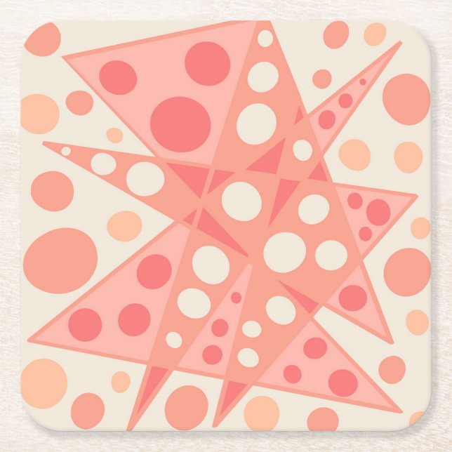 Persika- och korallform för abstrakt underlägg papper kvadrat (Framsidan)