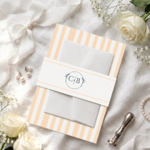 Persika och kräm randig Monogram Bröllop
