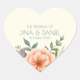 Persika och Kronblad Dröm Hjärtformat Klistermärke