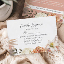 Persika och lila blomster rustik bröllop RSVP-kort