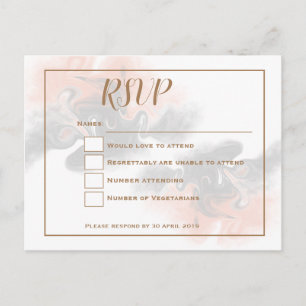 Persika och mjuk grått marble/Guld typography OSA Vykort