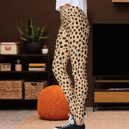 Persika Och Mörkbrun Safari Leopardutskriftsmönste Leggings