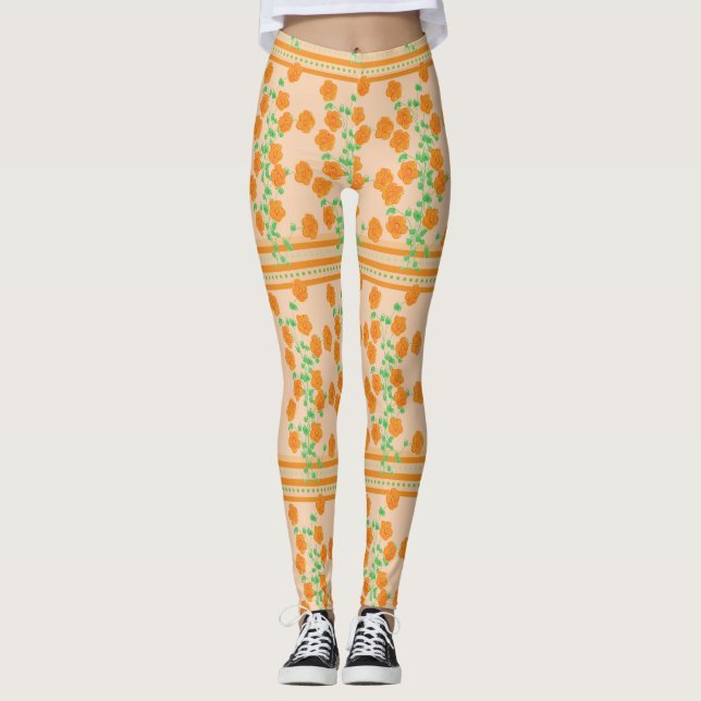 Persika och Orange som flödas Leggings (Framsida)
